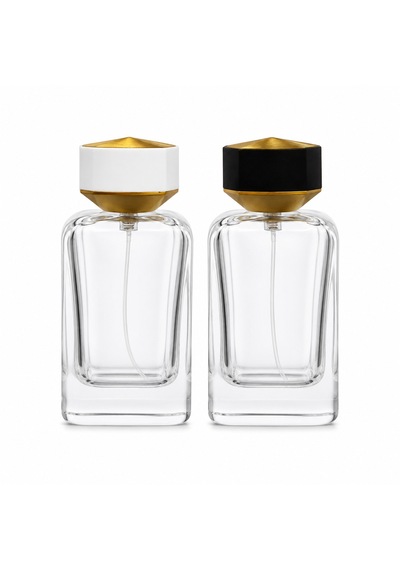 20 Adet Boş Cam Parfüm Şişe, 100 Ml, Klass Kare Model, Şeffaf, Geçmeli