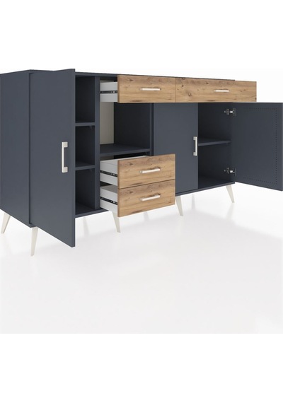 Hyperion Konsol 4 Raflı 4 Çekmeceli 3 Kapaklı 176x44x99 Antrasit-antrasit/çam Antrasit - Antrasit Hyperion Konsol 4 Raflı 4 Çekmeceli 3 Kapaklı 176x44x99 Antrasit-antrasit/çam Antrasit - Antrasit