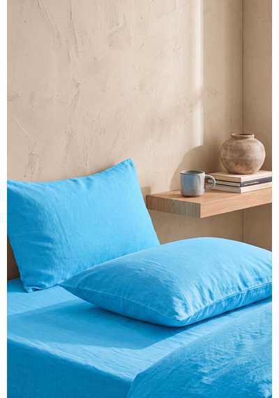 Turkuaz Mavisi %100 Pamuklu 2'li Yastık Kılıfı 50x70 Cm Mavi
