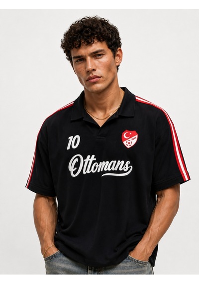Respire Erkek Türkiye Retro Forma T-shirt Siyah