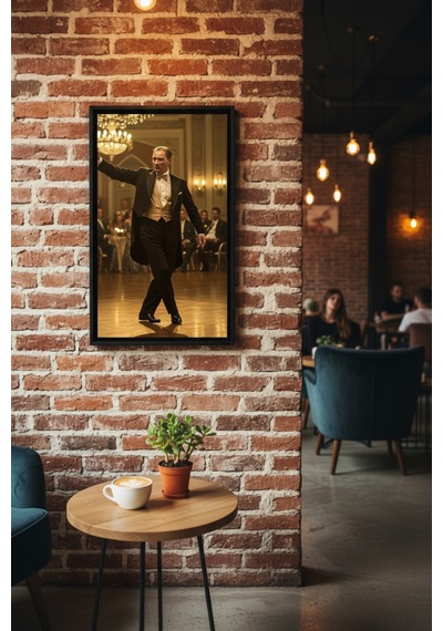 Zeybek Oynayan Atatürk Tablosu - 25x60 Cm Çerçeveli Uv Baskı - Atatürk Köşesi, Ofis, Ev Dekoru