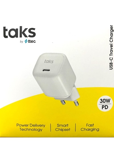 5tp02b Taks Tp02 30w Pd Usb-c Seyahat Hızlı Şarj Aleti , Beyaz
