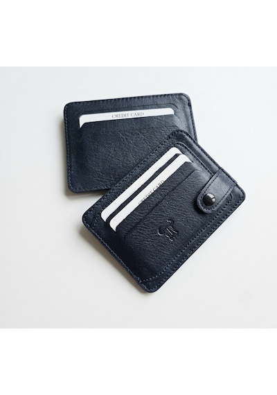 Passtell %100 Hakiki Deri Trend Model Minimalist Unisex Kredi Kartlık Ve Cüzdan Ebatlar 11,5 Cm /8,5 Cm Lacivert