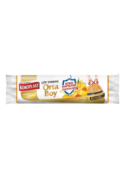 Koroplast Büzgülü Çöp Torbası Vanilya 15'li Orta 20'li Paket