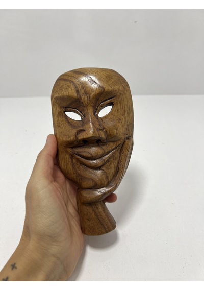 Ahşap Gülümseyen Maske/askılı Duvar Dekoru Küçük Boy