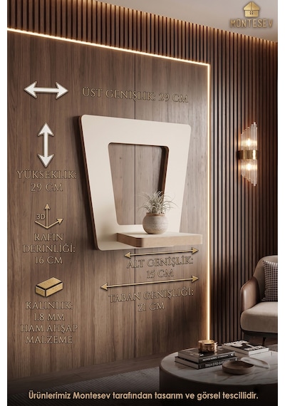 Ahşap Dekoratif Duvar Rafı 2 Li / 3 Lü Set Mtsv - 145 Beyaz