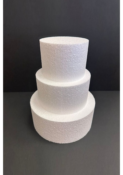 Dekoras Strafor Köpük Yuvarlak 3 Katlı Maket Pasta 15x10 - 20x10 - 25x10 Cm 0