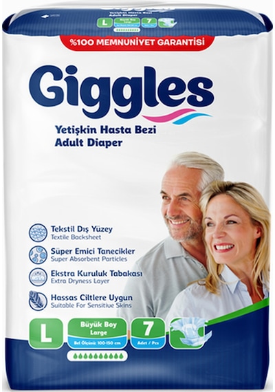 Giggles Yetişkin Bel Bağlamalı Hasta Bezi L 7'Li