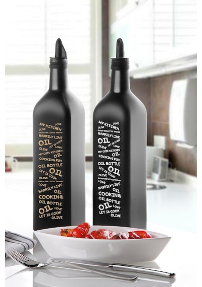 Selka Home - Marasca Baskılı Yazılı Yağdanlık 500 Ml Gold