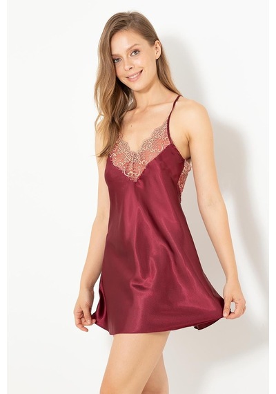 Saten Gecelik,bordo L/xl,9526722848574 Açık Bej - Beyaz