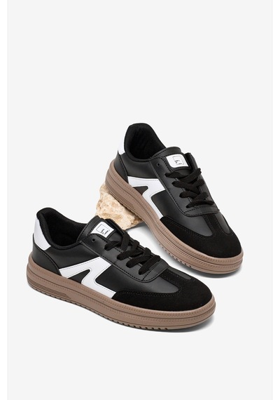 Tonny Black Rahat Kalıp Kauçuk Taban Bağcıklı Sneaker Kadın Siyah Beyaz Sneaker Tbtyldz005