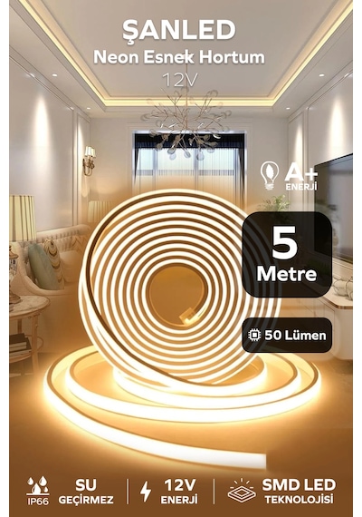 Neon 12 Volt Esnek Hortum Led Gün Işığı 5 Metre 5 Metre Gün Işığı