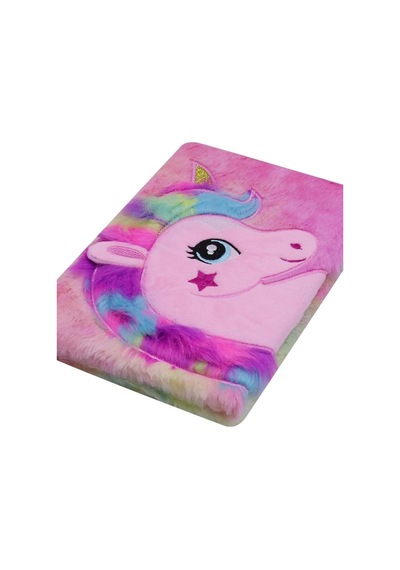 Unicorn Tasarımlı Peluş Çizgili Defter