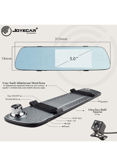 Joyecar® J7 7" Ips Dokunmatik Ekran Dual Lens Full Hd Araç Kamera