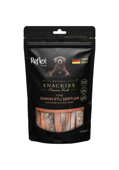 Plus Snackies Natural Füme Somon Etli Şeritler Premium Köpek Ödül Maması 170 G