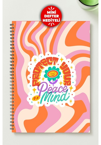 Huzurlu Ve Mutlu Temalı 4'lü Set A5 Metal Spiralli 2 Ad. Çizgili- 2 Ad. Kareli Karton Kapak Huzurlu Ve Mutlu Temalı 4'lü Set Defter Çok Renkli