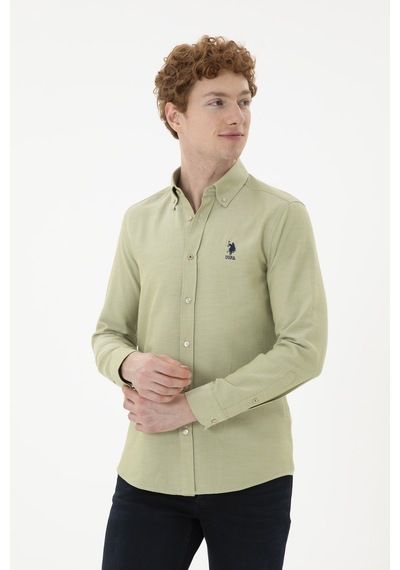 U.s. Polo Assn. Erkek Açık Haki Gömlek Basic 50287805-vr183 Açık Haki