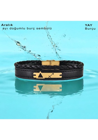 Aralık Ayı Doğumlarına 14 Ayar Altın Plakalı Üçgen Motifli Hakiki Siyah Derili Hediye Bileklik-390ay Aralık Aralık Ayı Doğumlarına 14 Ayar Altın Plakalı Üçgen Motifli Hakiki Siyah Derili Hediye Bileklik-390ay Aralık