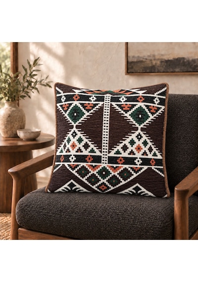 Bk Gift El Yapımı Otantik Türk Kilim Kırlent Yastık 43x45 Cm -6 Bohem Etnik Dekoratif Koltuk Yastığı Çok Renkli