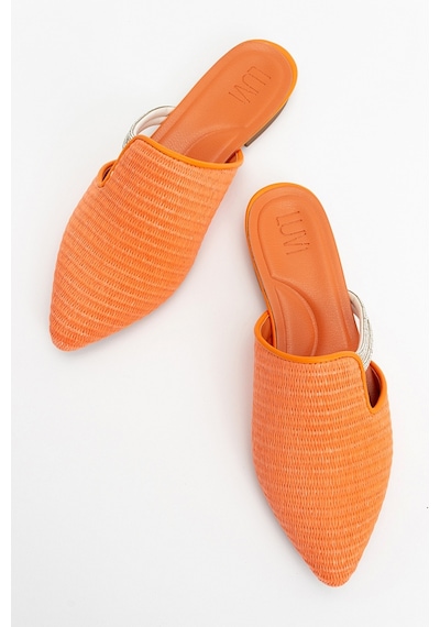 Luvishoes Pesa Turuncu Hasır Taşlı Kadın Terlik Turuncu