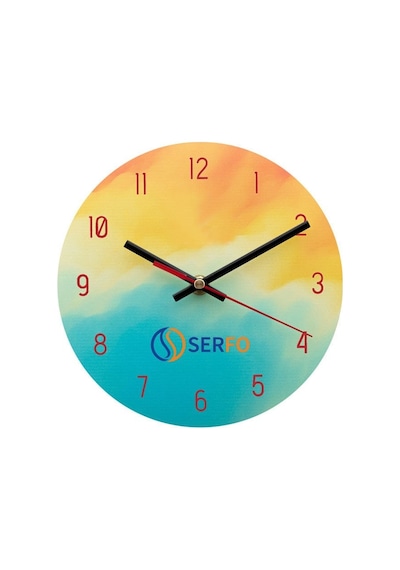 Sublimasyon Yuvarlak Cam Saat 18 Cm Çok Renkli