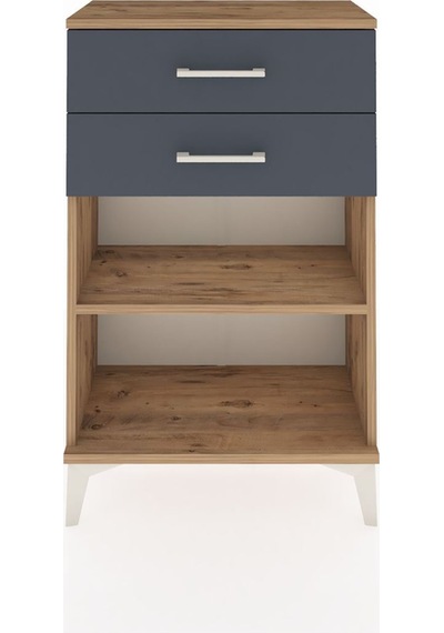Arges Komodin Tek Raflı 2 Çekmeceli 60x30x96 Çam-antrasit Atlas Çam