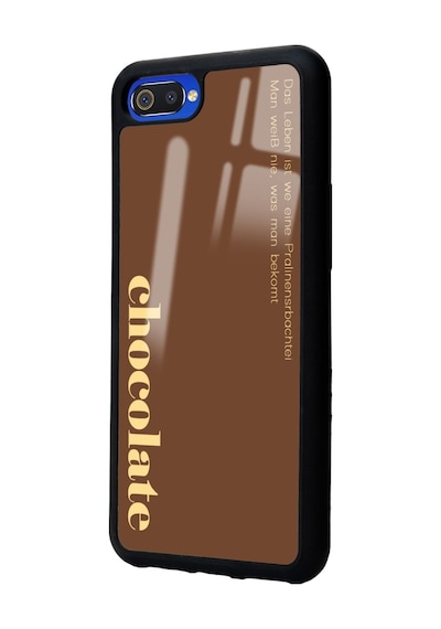 Oppo Realme C2 Choclate Tasarımlı Glossy Telefon Kılıfı Siyah