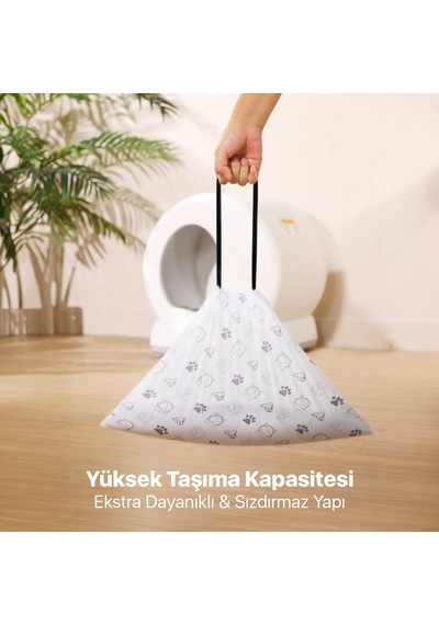 Ubpet Atık Torbası - Akıllı Kedi Tuvaletleri İle Uyumlu Mösta Kokulu & Büzgülü Atık Torbası Beyaz