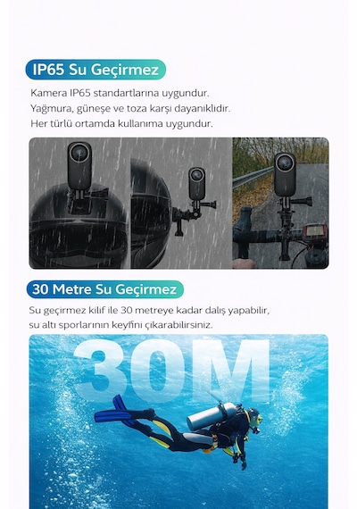 4k Ultra Hd Mini Aksiyon Kamerası Manyetik Klipsli Su Geçirmez Geniş Aksesuar Seti
