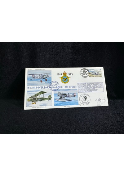 Falkland İslands İngiltere Kraliyet Hava Kuvvetleri 75. Yıldönümü İlk Gün Zarfı 19993 75th Ann. Of The Royal Air Force Fdc Islak İmzalı Limited