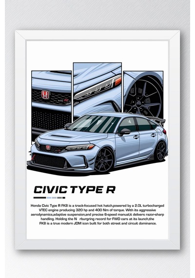 Civic Type R Çerçeveli Tablo - Honda Car Poster