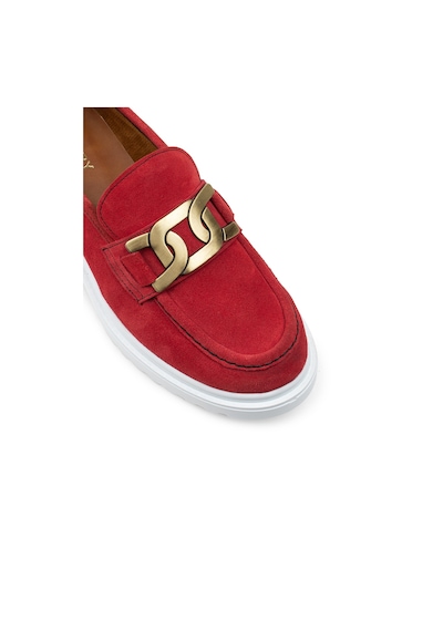 Deery Hakiki Süet Kırmızı Loafer Kadın Ayakkabı - 01902zkrmp01 Kırmızı