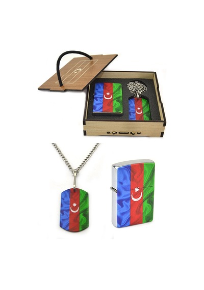 Azerbaycan Bayrak Çakmak - Asker Künye Seti