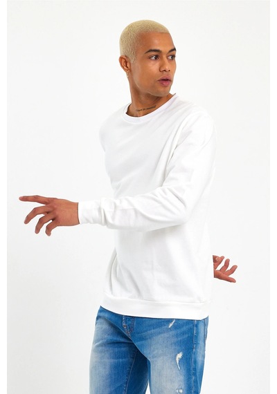 Süperlife Erkek Bisiklet Yaka Regular Fit İnce Sweatshirt Spr 20k30 Ecru