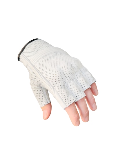 Fingerless Flx Leather White Korumalı Motosiklet Deri Eldiveni