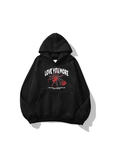 Tarzsokak Unisex Love You More Sweatshirt Hoodie Siyah