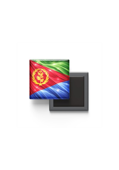 9x9 Cm Buzdolap Magnetleri - Eritre Bayrağı Ve Posta Pulu Tema - 2'li Set Magneti