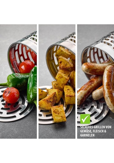 Tekerlekli Mangal Sepeti Deluxe Bbq 30,5 Cm Paslanmaz Çelik Izgara Sepeti, Katlanır Kapaklı, Sebze, Et Ve Karides İçin