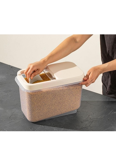 Flosoft Mulibox 10 L Kaydırak Kapaklı Erzak Saklama Kabı 3’Lü Set 3X10L Krem Çok Renkli