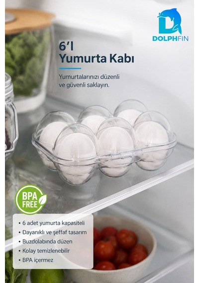 6 Lı Yumurta Kabı 14x11x7 Cm Kapaklı Şeffaf Buzdolabı Yumurta Saklama Kutusu Bpa İçermez