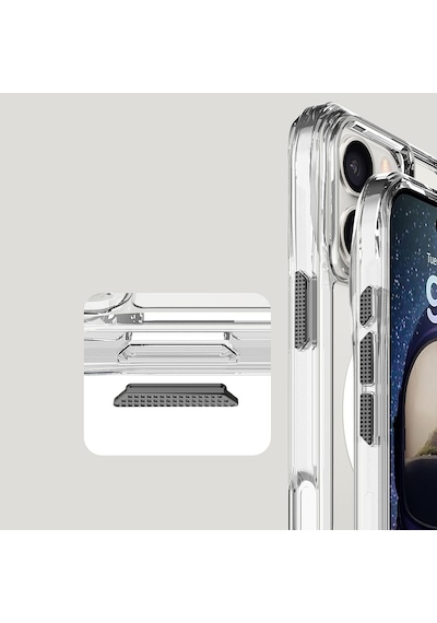 Zore Apple Uyumlu iPhone 16 Pro Max Kılıf Magsafe Şarj Özellikli Airbagli Şeffaf İncek Kapak - Şeffaf