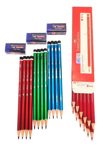 Faber Castell Kırtasiye Kalem Seti Mercanlı Kurşun Kalem Silgi