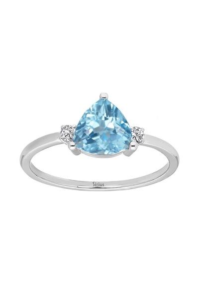 Sirius Pırlanta Ve Üçgen Kesim Sky Blue Topaz Taşlı Yüzük 0831R00