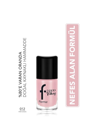 Flormar Good Vibes Yüksek Pigmentli & Parlak Bitişli Nefes Alabilen Oje  012 Pink Clouds