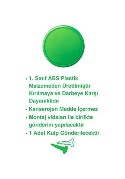 Yeşil Çocuk Odası Mobilya Kulbu - 55 MM - Abs Plastik Tekli Düğme Dolap ve Çekmece Kulpu Yeşil