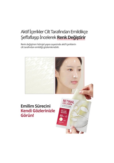 Yaşlanma Karşıtı Şeffaflaşan Kolajen Jel Maske Dermatory Retinal Collagen Lifting Gel Mask