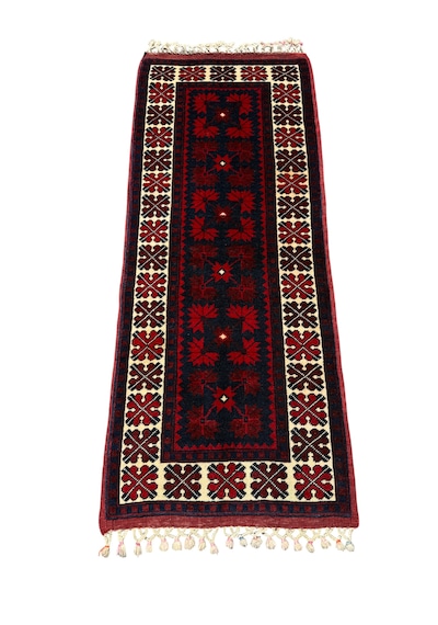 El Dokuma Sıfır Yağcıbedir Halısı 60x145 Kök Boya Yün Yolluk Kırmızı