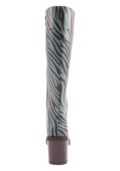 Dgn K710-22k Kadin Küt Burun Topuklu Çizme Petrol Zebra