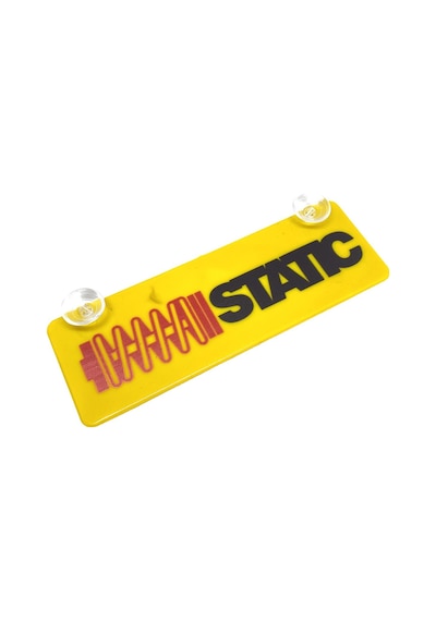 Statıc Kırmızı Siyah Yazılı Sarı Dekor Plaka Vantuzlu Cam Süsü 22x7.5cm