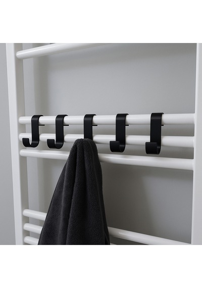Havlupan Askı Aparatı, 5 Adet, Havlu Ve Bornoz Askısı, Havlu Askısı, Banyo Toparlayıcı Siyah Diğer